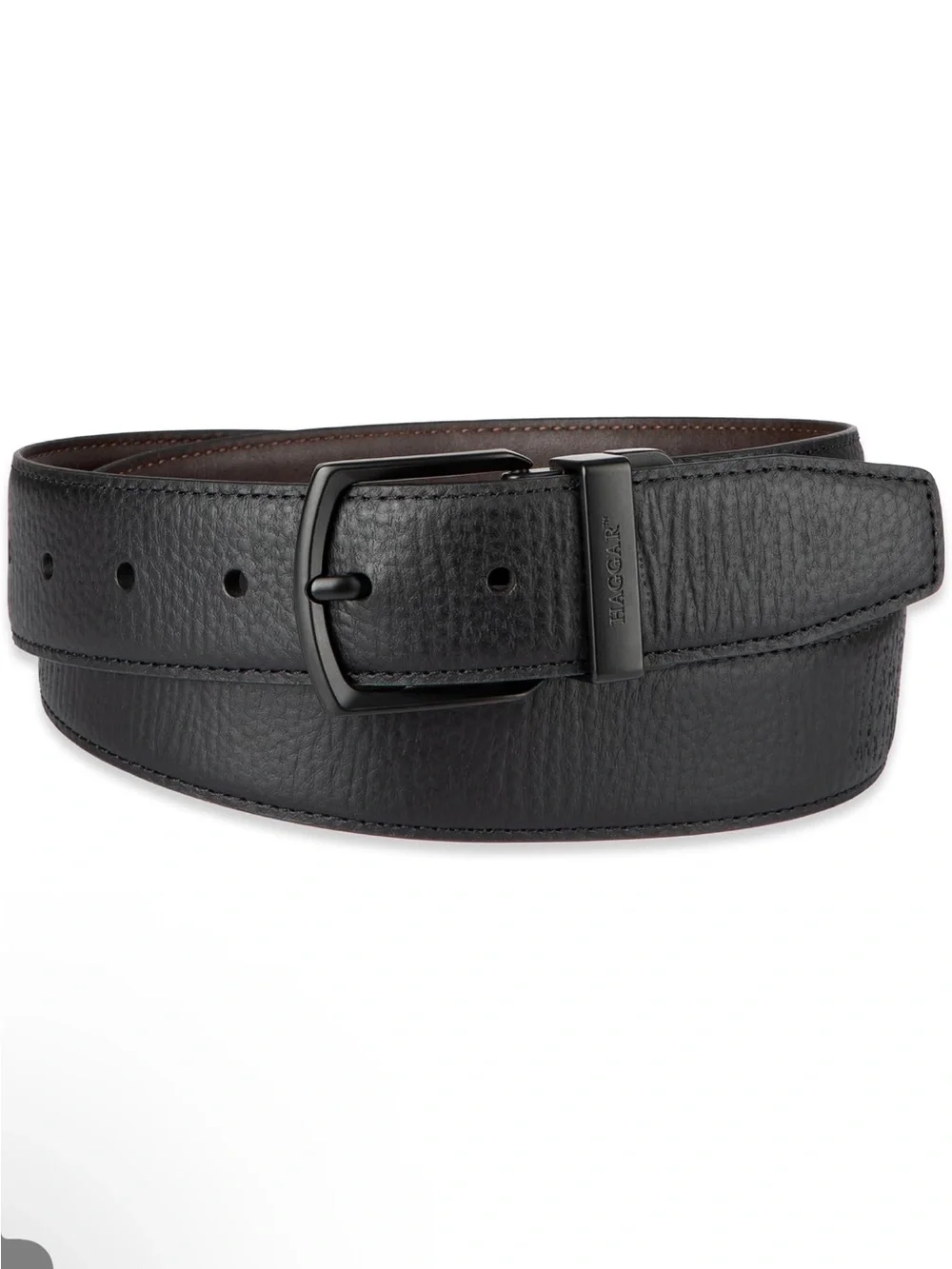 adjustable Haggar Men's 2-in-1 Reversible Leather Belt
